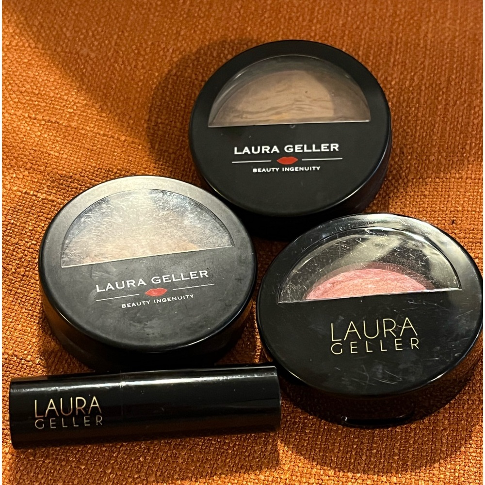 Laura Geller Balanced and Bright Baked Foundation, Blush, Lipstick